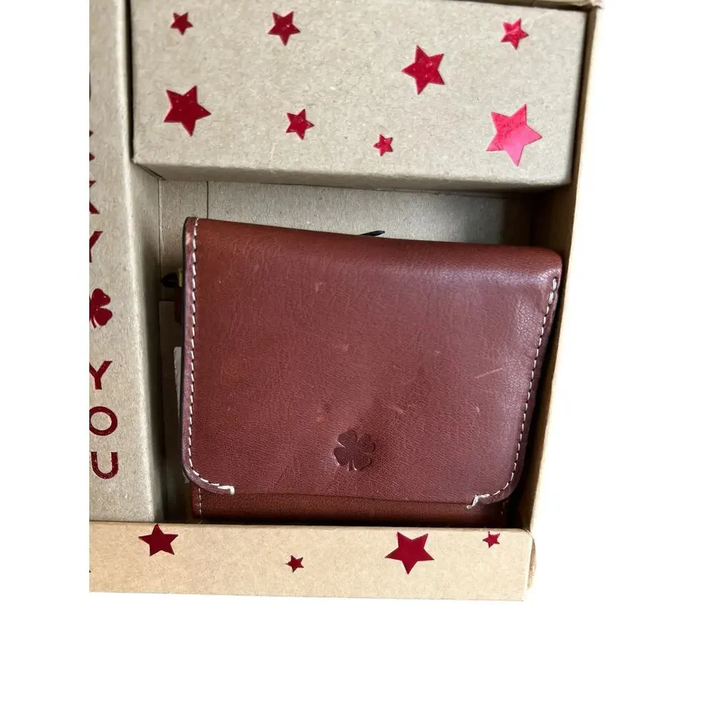 Lucky Brand Rali Box Leather Wristlet & Card Case Gift Set Whiskey Brown